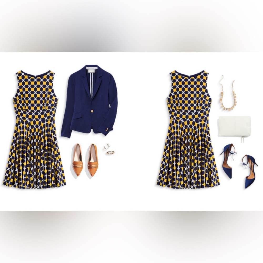 DM collection navy and yellow dress